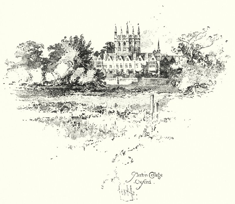 Merton College, Oxford (litho) alkotó: Herbert (after) Railton