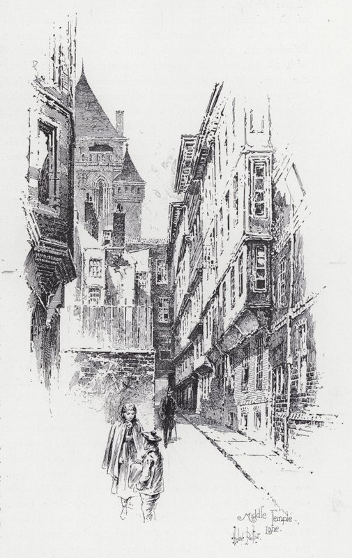 Középső Temple Lane (metszet) alkotó: Herbert (after) Railton