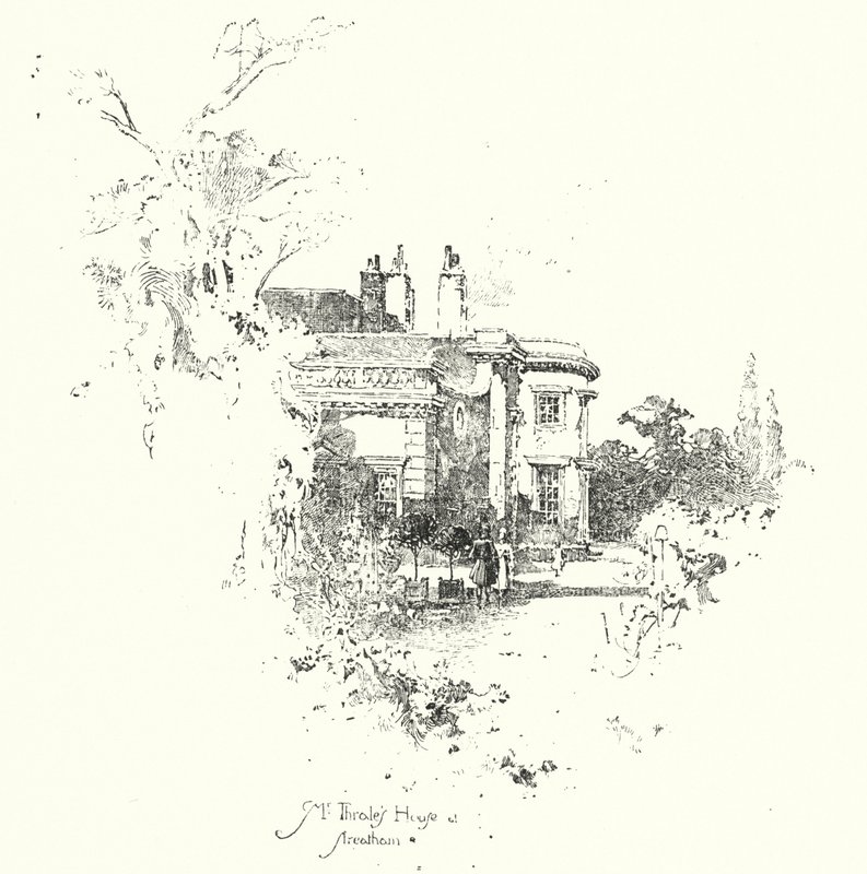 Mrs. Thrale háza, Streatham (litho) alkotó: Herbert (after) Railton