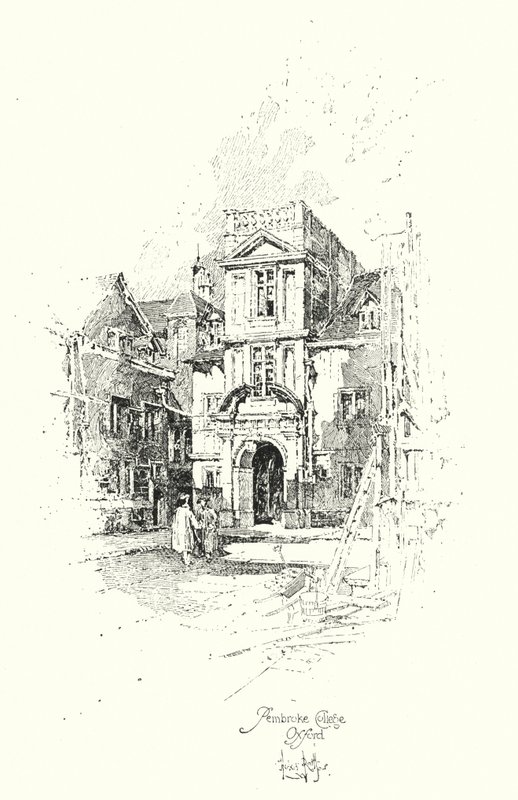 Pembroke College, Oxford (litho) alkotó: Herbert (after) Railton