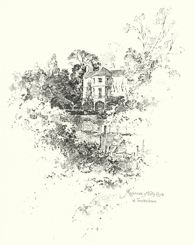 Kitty Clive rezidenciája, Twickenham, London (litho) alkotó: Herbert (after) Railton