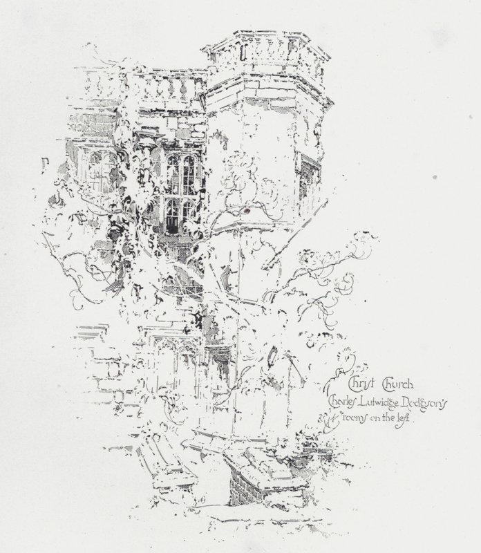Charles Lutwidge Dodgson angol író szobája (Lewis Carroll), Christ Church College, Oxford (litho) alkotó: Herbert (after) Railton