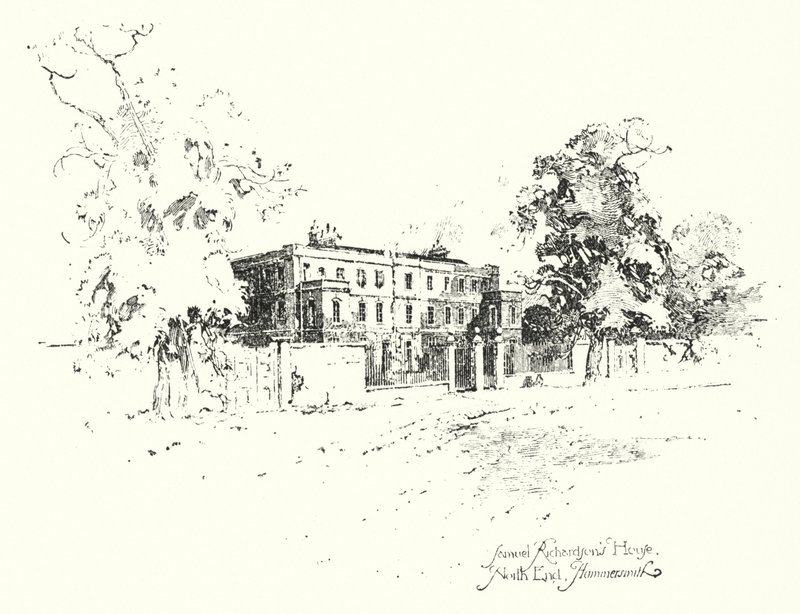 Samuel Richardson háza, North End, Hammersmith (litho) alkotó: Herbert (after) Railton