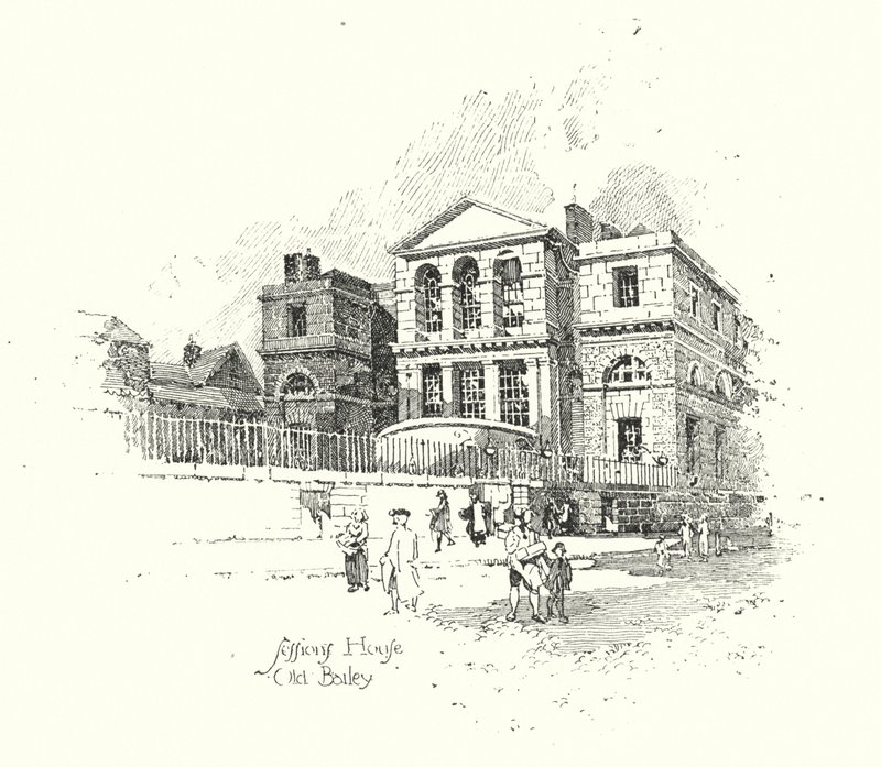 Sessions House, Old Bailey, London (litho) alkotó: Herbert (after) Railton