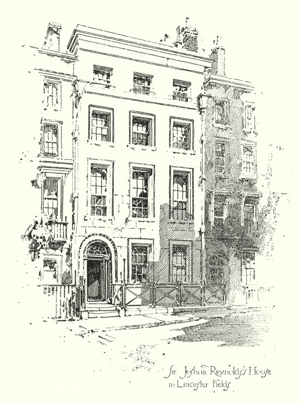 Sir Joshua Reynold háza, Leicester Fields, London (litho) alkotó: Herbert (after) Railton