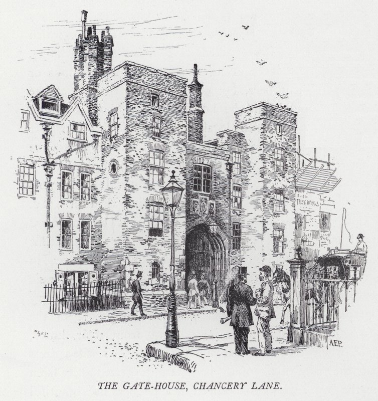 A Gate-House, Chancery Lane (metszet) alkotó: Herbert (after) Railton