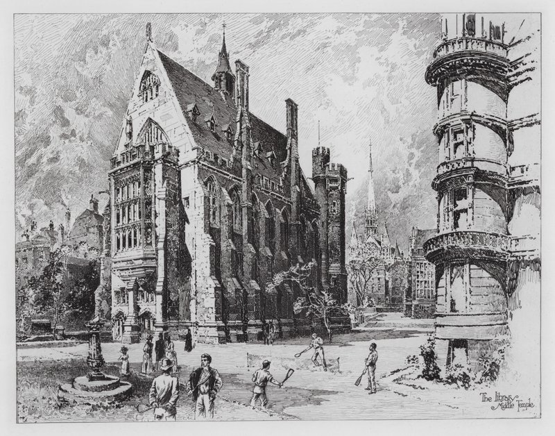 Könyvtár, Középső Templom (metszet) alkotó: Herbert (after) Railton
