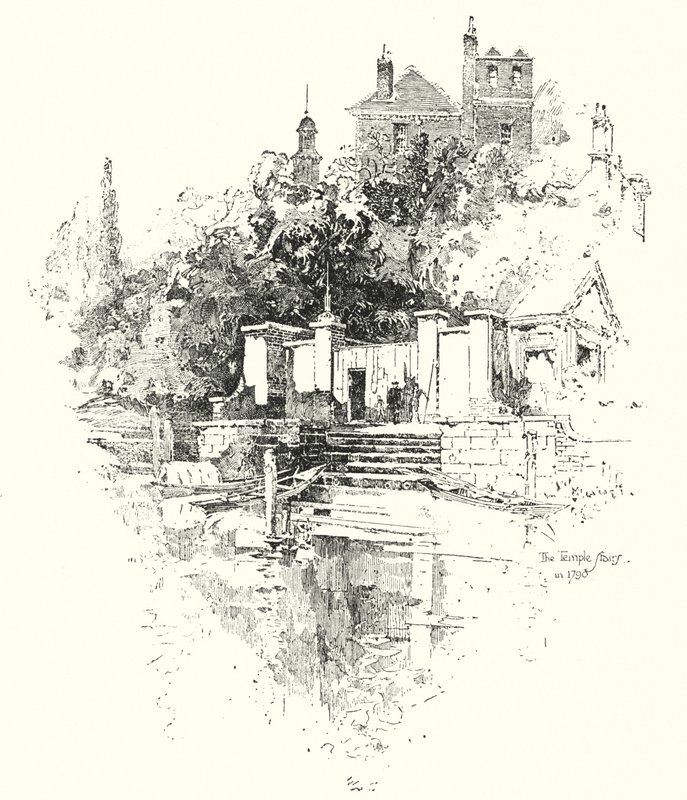 A Temple Stairs, London, 1790-ben (litho) alkotó: Herbert (after) Railton