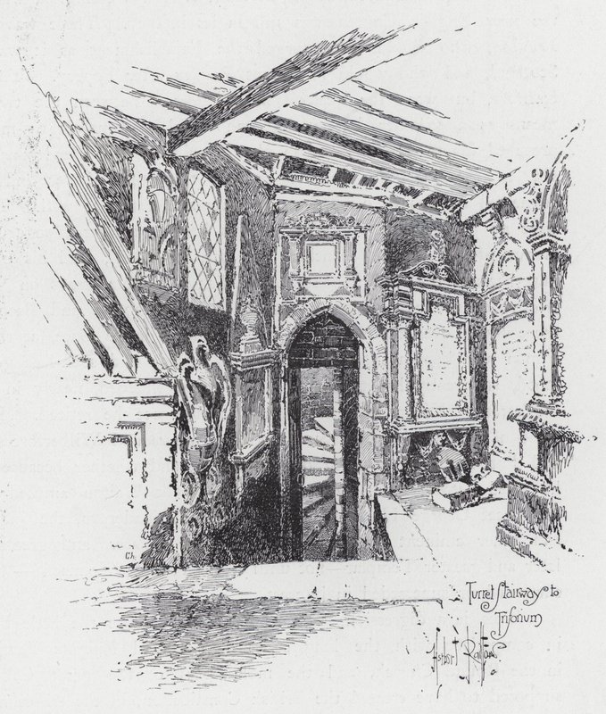 Toronylépcső a Trifóriumba (metszet) alkotó: Herbert (after) Railton