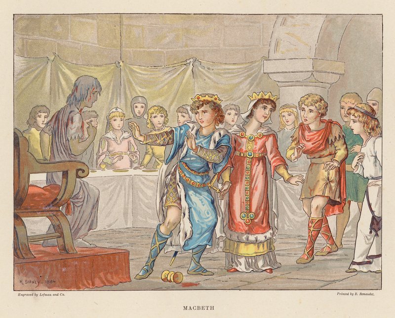 Shakespeare fiataloknak: Macbeth (színes litográfia) alkotó: Herbert (after) Sidney