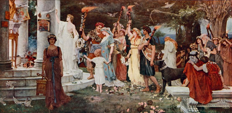Az Erósz-templom (színes litográfia) alkotó: Herbert Gustave (after) Schmalz