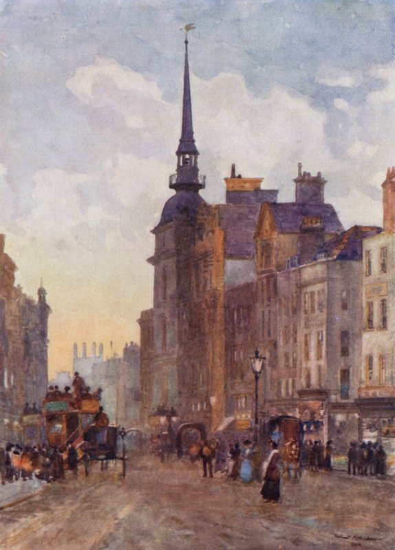 Lenézés a Ludgate-hegyre a Szent Pál lépcsőjéről (színes litó) alkotó: Herbert Menzies (after) Marshall