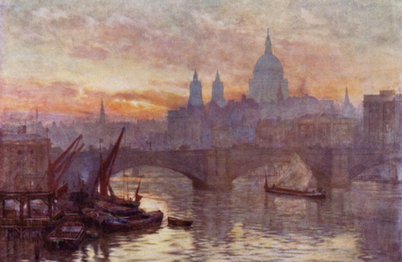 Southwark híd és a Szent Pál-székesegyház (színes litó) alkotó: Herbert Menzies (after) Marshall