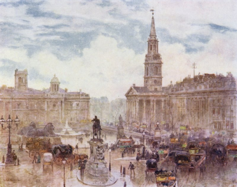 Trafalgar tér (színes litho) alkotó: Herbert Menzies (after) Marshall