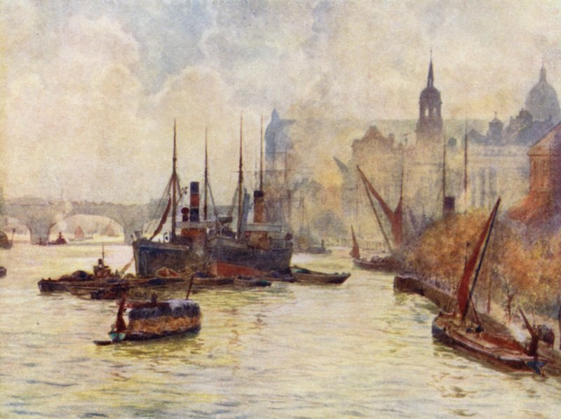 Kilátás a Tower Bridge felől (színes litho) alkotó: Herbert Menzies (after) Marshall