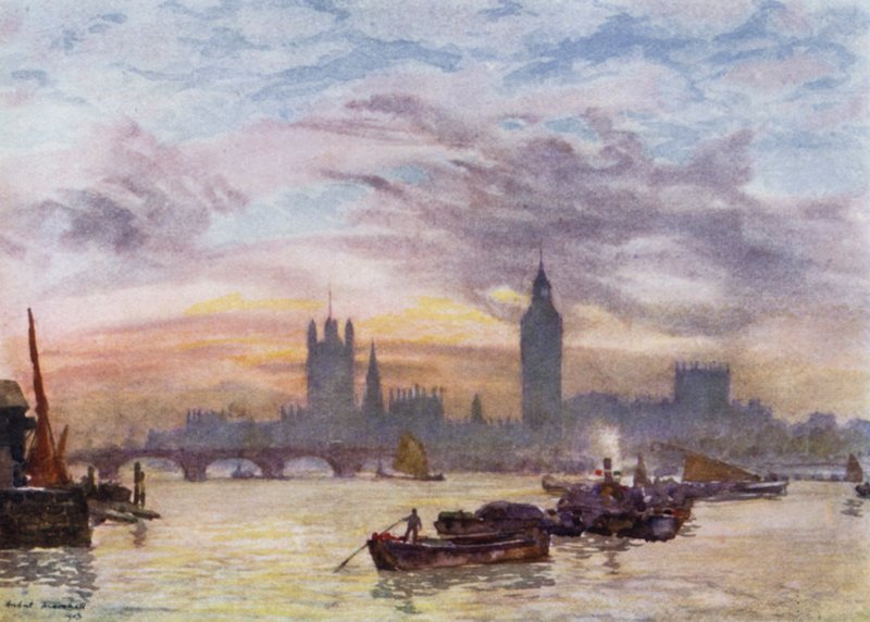 Westminster Towers (színes litho) alkotó: Herbert Menzies (after) Marshall