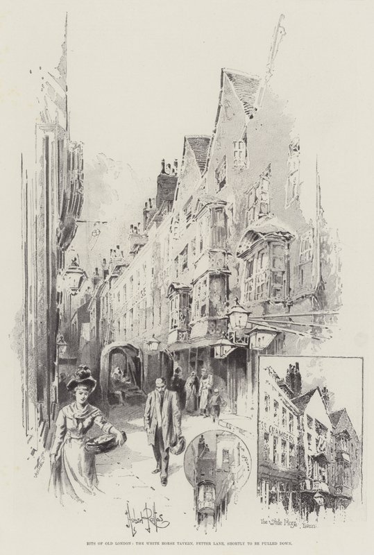 Régi London darabjai, a White Horse Tavern, a Fetter Lane, hamarosan lebontják alkotó: Herbert Railton