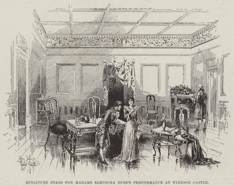 Miniatűr színpad Madame Eleonora Duse előadásához a windsori kastélyban alkotó: Herbert Railton