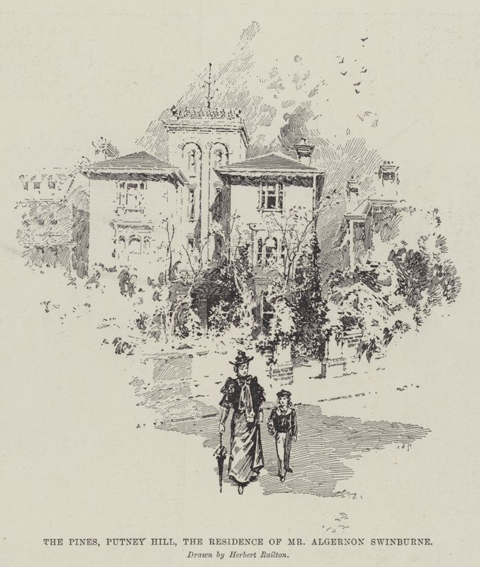 The Pines, Putney Hill, Algernon Swinburne úr lakhelye alkotó: Herbert Railton