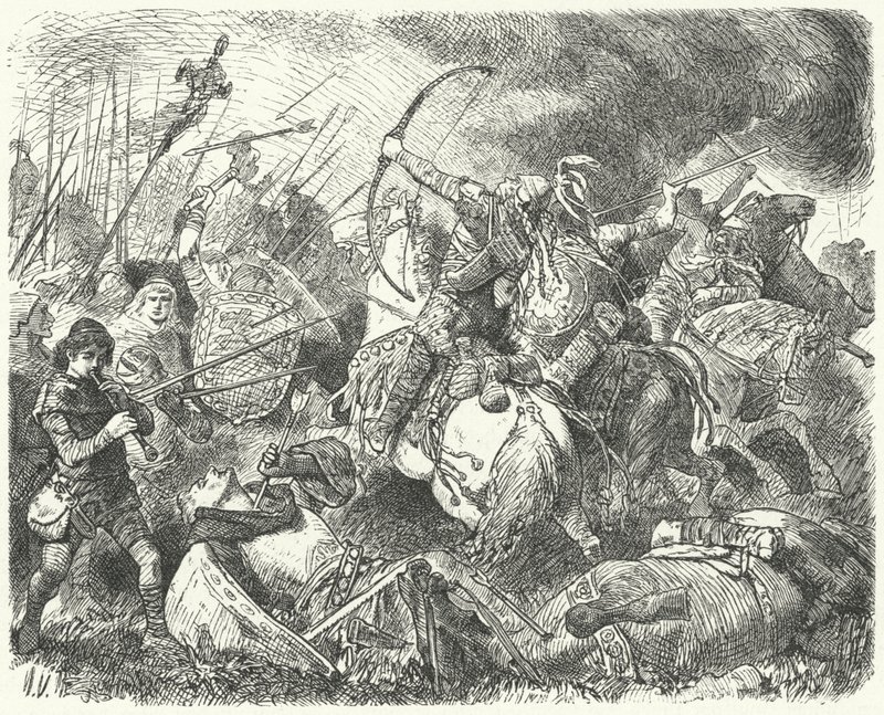 Egy hun sereg visszaverte a csatatéren alkotó: Hermann Vogel