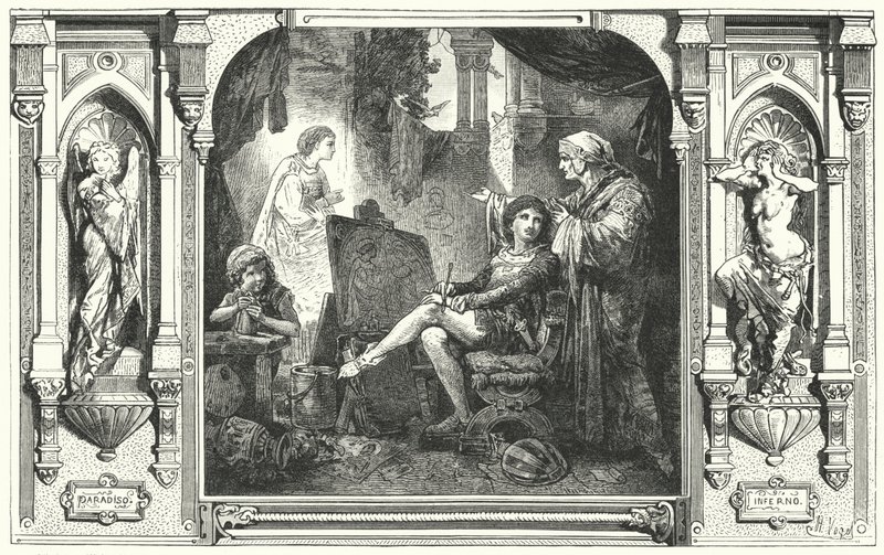 Dante Alighieri Giotto műtermében, 14. század alkotó: Hermann Vogel
