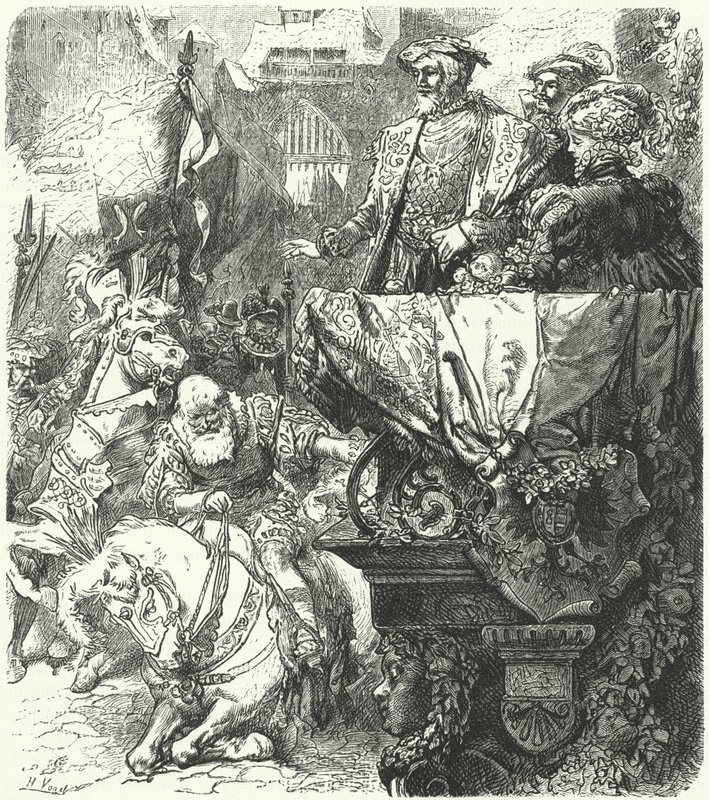 Ulrich wuttembergi herceg megalázza magát V. Károly római római császár előtt, 1548 alkotó: Hermann Vogel