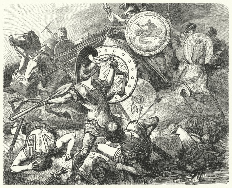 Epaminondas megmentette Pelopidas életét a mantineai csatában, ie 385-ben alkotó: Hermann Vogel