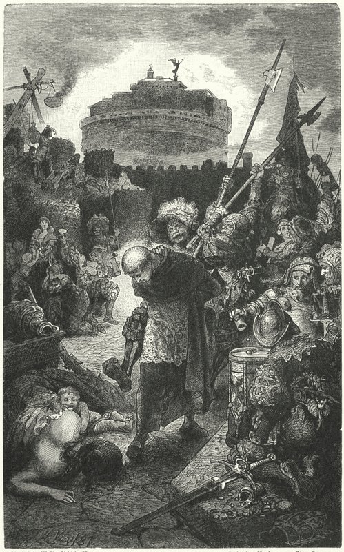 A német landsknechtek kifosztják Rómát, 1527 alkotó: Hermann Vogel