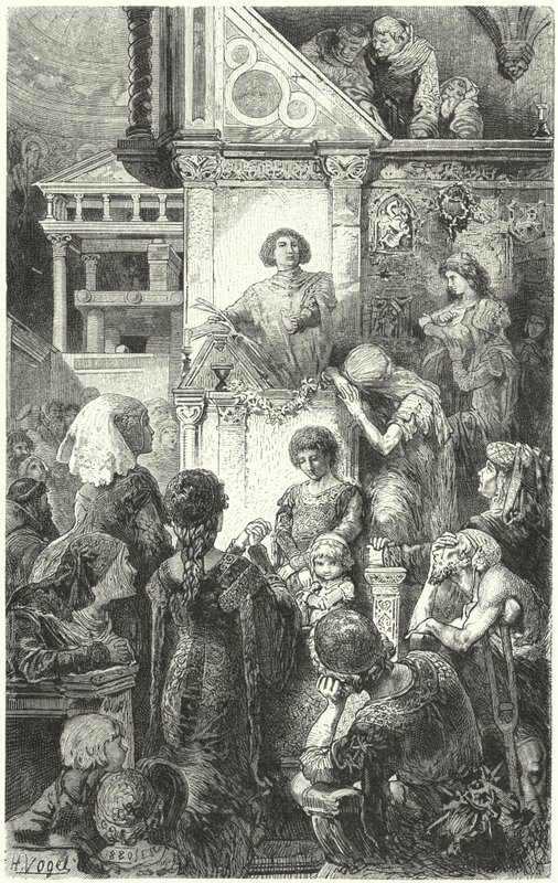 Giovanni Boccaccio a Dantes Isteni színjátékát szavalta Firenze népének, 14. század alkotó: Hermann Vogel