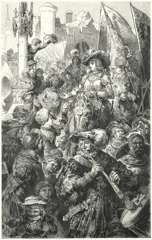 Háborúba induló Landsknechtek körmenete, 16. század alkotó: Hermann Vogel