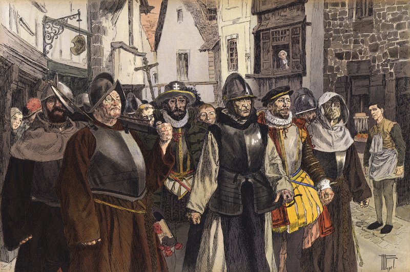 A Katolikus Liga felvonulása Párizs utcáin, 1590 alkotó: Hermann Vogel