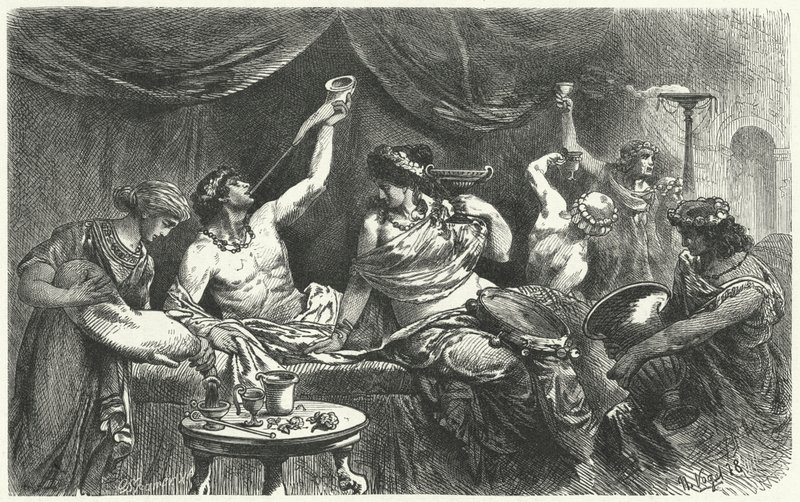 Római Bacchanal Messalina idején, 1. század alkotó: Hermann Vogel