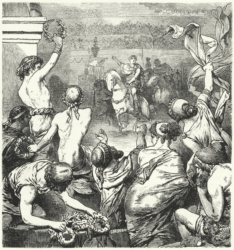 Titus Quinctius Flaminius kikiáltja a görög államok szabadságát, Kr. e. 196 alkotó: Hermann Vogel