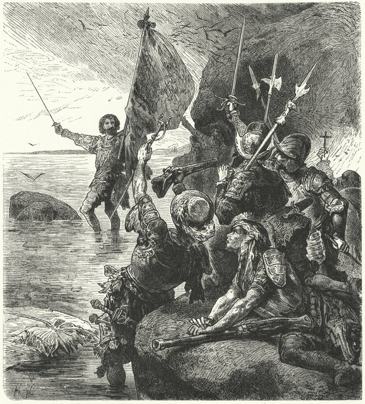 Vasco Nunez de Balboa Spanyolországnak igényli a Csendes-óceánt, 1513 alkotó: Hermann Vogel