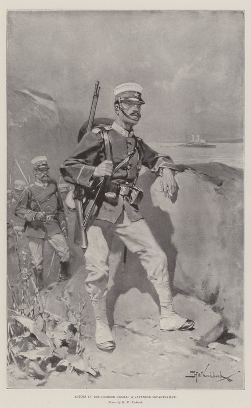 A kínai dráma szereplői, japán gyalogos alkotó: Hermanus Willem Koekkoek
