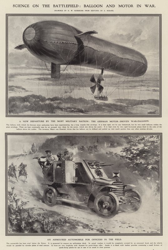 Tudomány a csatatéren: léggömb és motor a háborúban (litho) alkotó: Hermanus Willem (after) Koekkoek