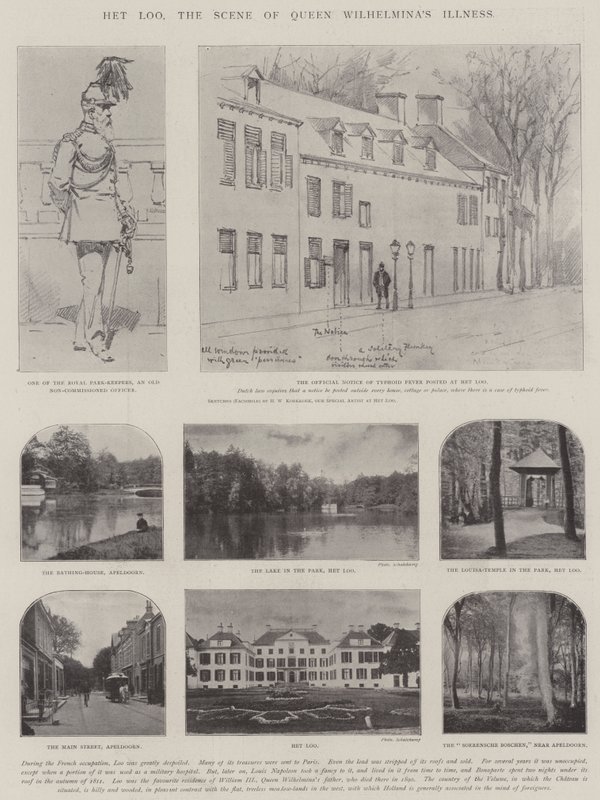 Het Loo, Wilhelmina királynő betegségének jelenete alkotó: Hermanus Willem Koekkoek
