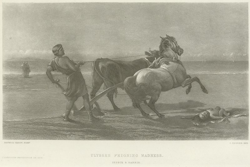 Ulysses őrültséget színlel (mélynyomás) alkotó: Heywood Hardy
