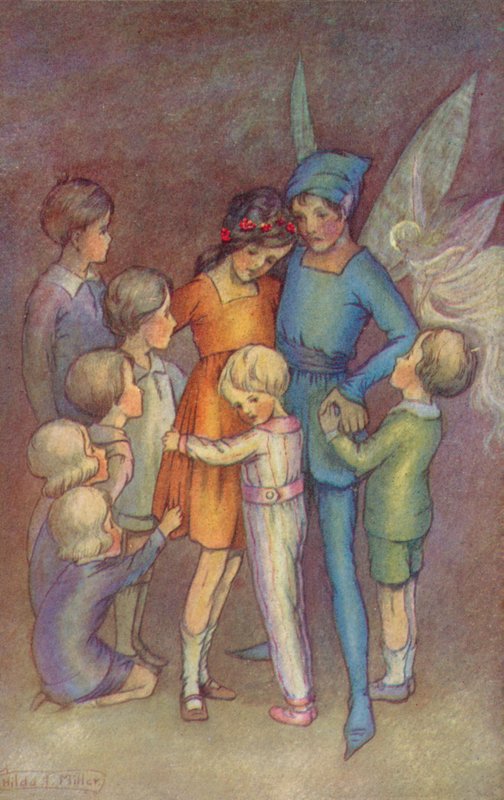 Pán Péter és Csingiling (színes litográfia) alkotó: Hilda Theodora Miller