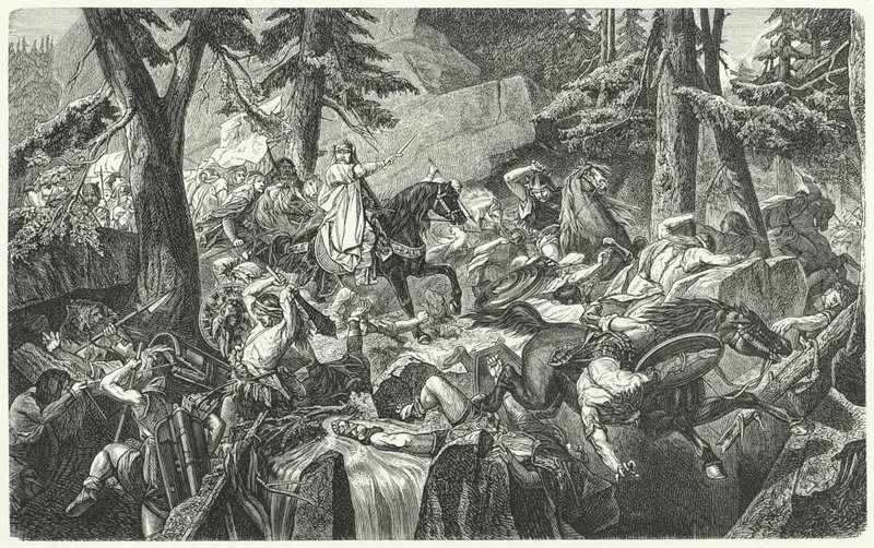Nagy Károly átkel az Alpokon, 773 (metszet) alkotó: Hippolyte Delaroche