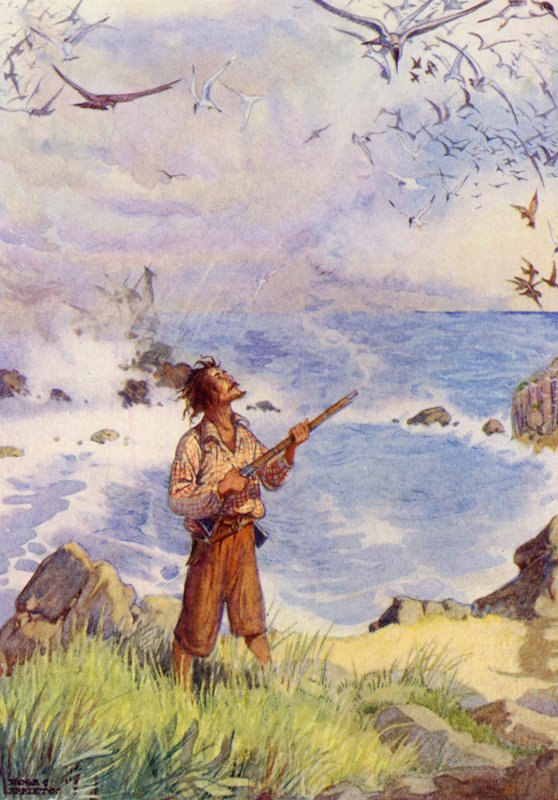 Robinson Crusoe (színes litográfia) alkotó: Honor Charlotte Appleton