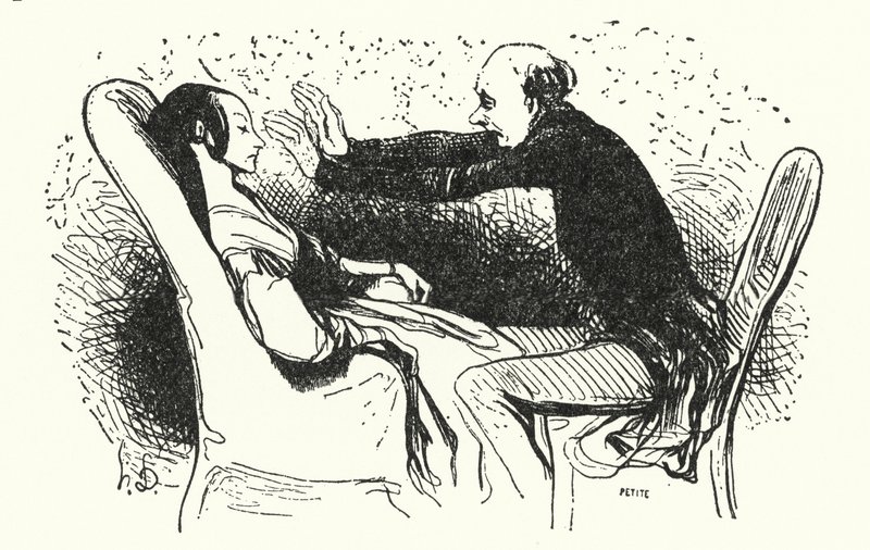 A hipnotizőr (litho) alkotó: Honore (after) Daumier