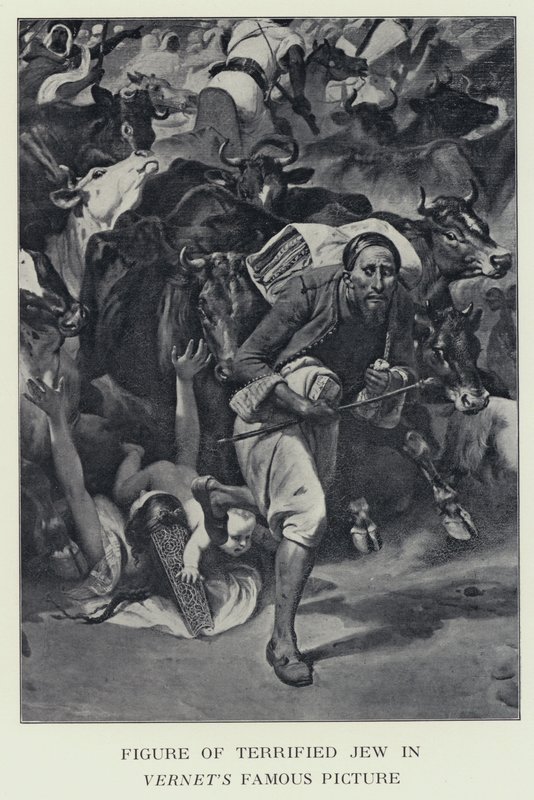 A rémült zsidó figurája Vernet híres képén – állítólag James Rothschild báró ábrázolása (f/w fotó) alkotó: Horace (after) Vernet