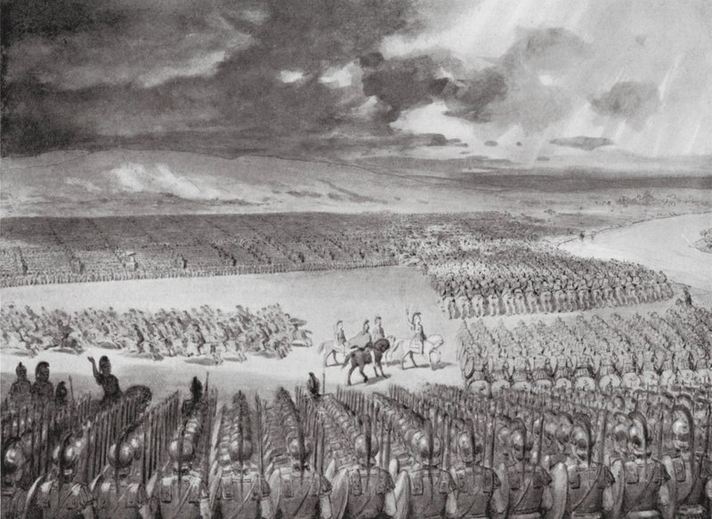Porus várja Alexander támadását, Kr. e. 326 július (litográfia) alkotó: Horace van Ruith