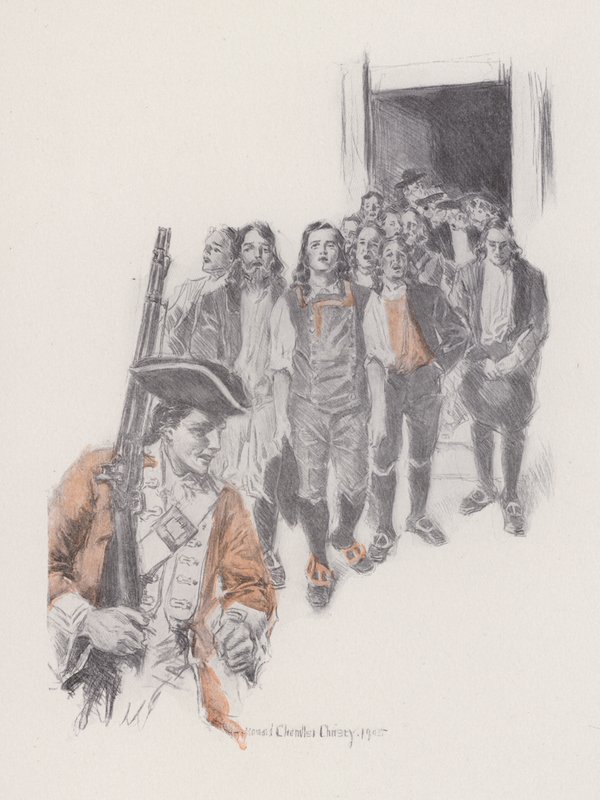 Illusztráció az Evangeline-hez, A Tale of Arcadie, Henry Wadsworth Longfellow (litho) alkotó: Howard Chandler (after) Christy
