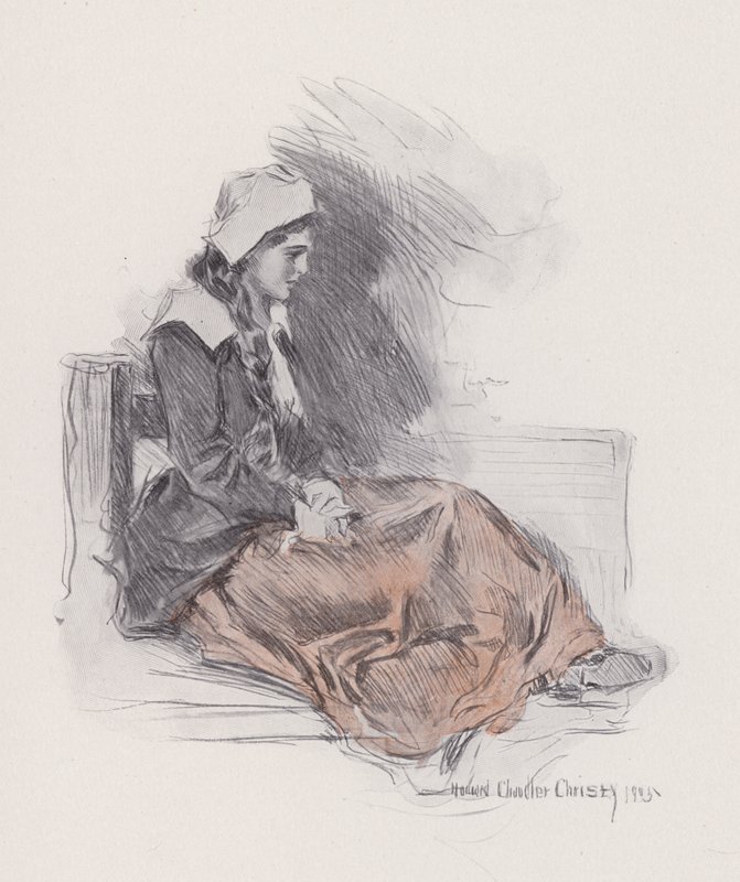 Illusztráció az Evangeline-hez, A Tale of Arcadie, Henry Wadsworth Longfellow (litho) alkotó: Howard Chandler (after) Christy