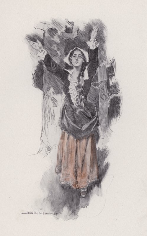 Illusztráció az Evangeline-hez, A Tale of Arcadie, Henry Wadsworth Longfellow (litho) alkotó: Howard Chandler (after) Christy