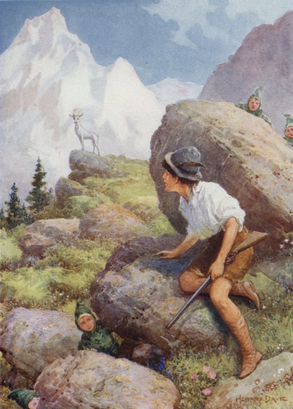 "Látta a slatarogot egy csúcson állva" A fehér zerge legendájából (színes litó) alkotó: Howard Davie