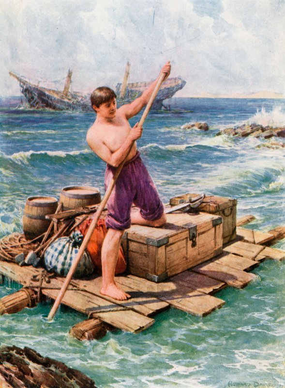 Illusztráció Robinson Crusoe-hoz alkotó: Howard Davie