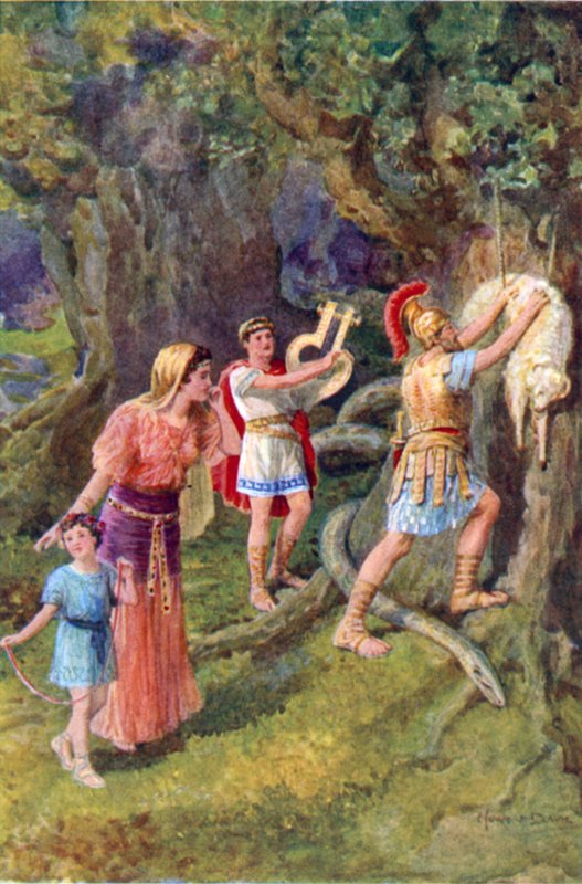 "Jason letépte a gyapjút a fa törzséről" (színes litho) alkotó: Howard Davie